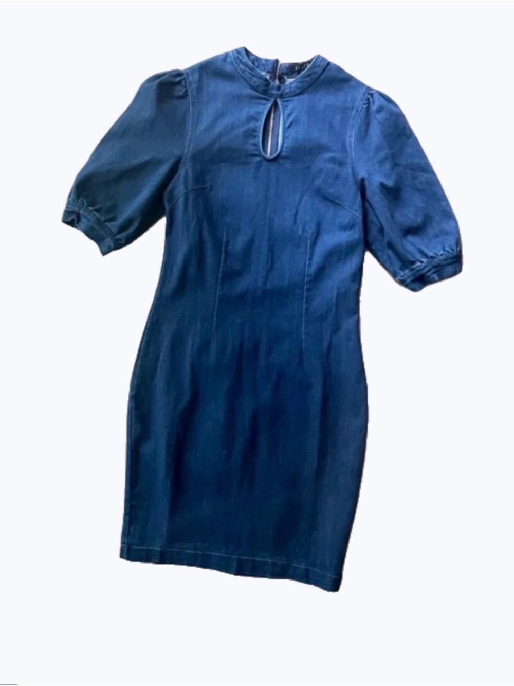 Contemporary Navy Mini Dress with Keyhole Neckline